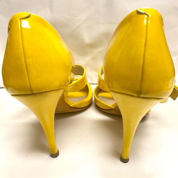 Jimmy Choo Bright Yellow Patent Leather Ankle-Strap Heels - Picture 9 of 12